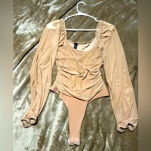 Windsor tan rouched bodysuit.